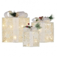 LED dárky s ozdobou, 3 velikosti, vnitřní, teplá bílá