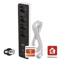 GoSmart Prodlužovací kabel 2 m / 4 zásuvky / s vypínačem / PVC / s USB a Wi-Fi / 1,5 mm2